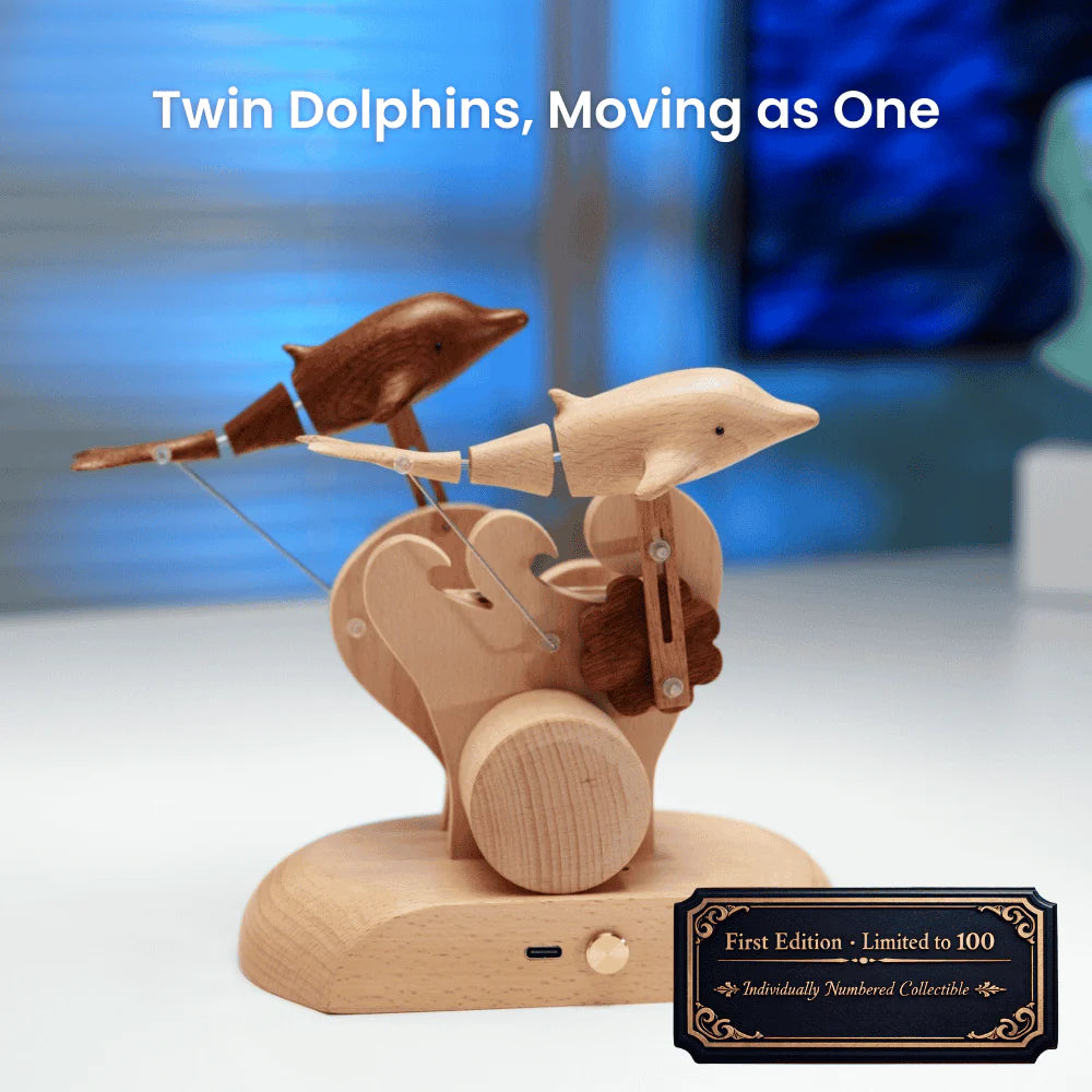MarinerPoet™ Handmade Wooden Dolphin Automaton