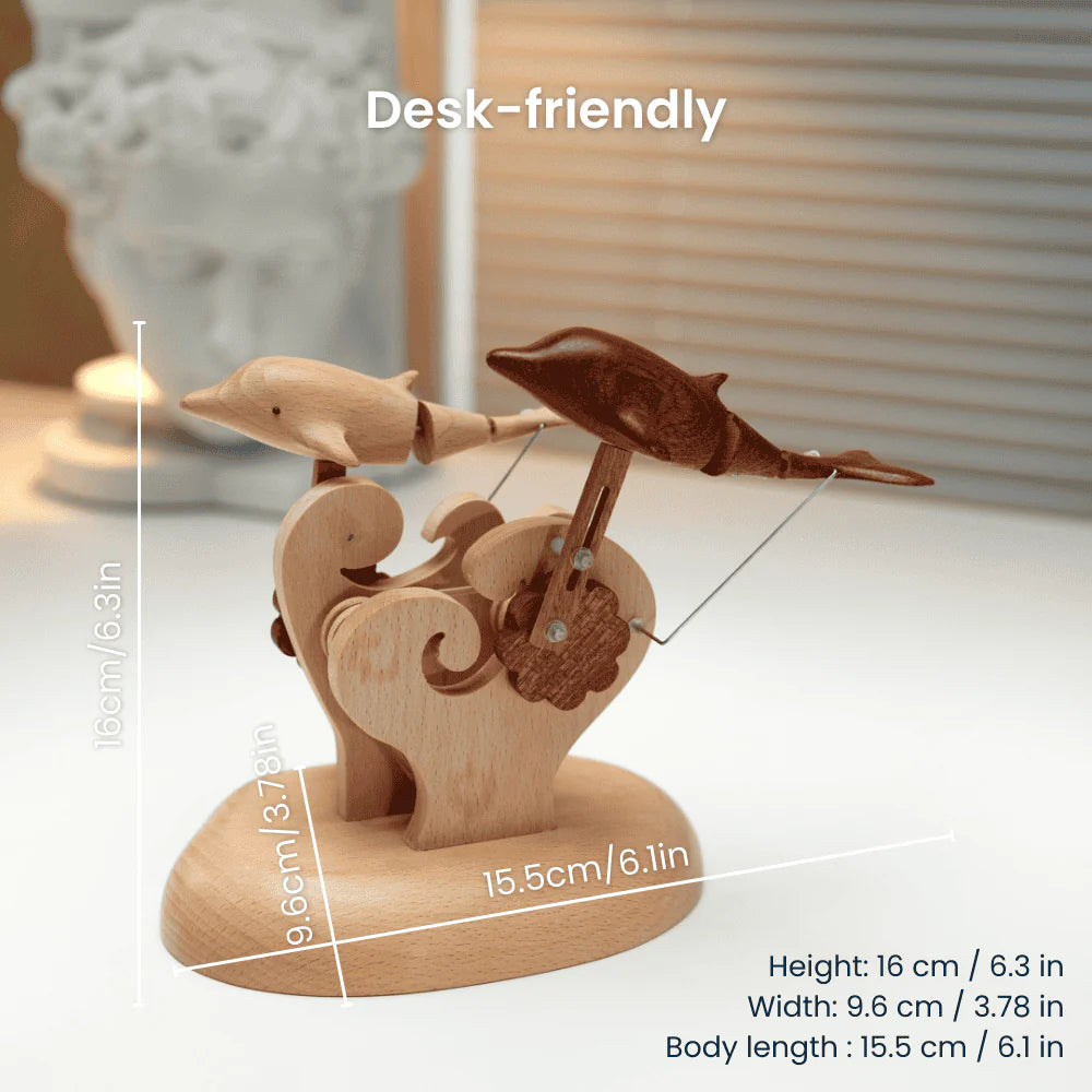 MarinerPoet™ Handmade Wooden Dolphin Automaton