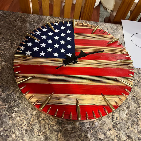 American Flag Clock,Rustic USA Clock,Patriotic Wall Clock,USA Flag Clock,America Wall Clock,American Hunting Gift,Patriotic Wall Decor