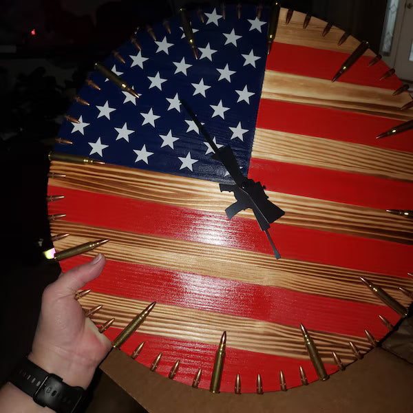 American Flag Clock,Rustic USA Clock,Patriotic Wall Clock,USA Flag Clock,America Wall Clock,American Hunting Gift,Patriotic Wall Decor