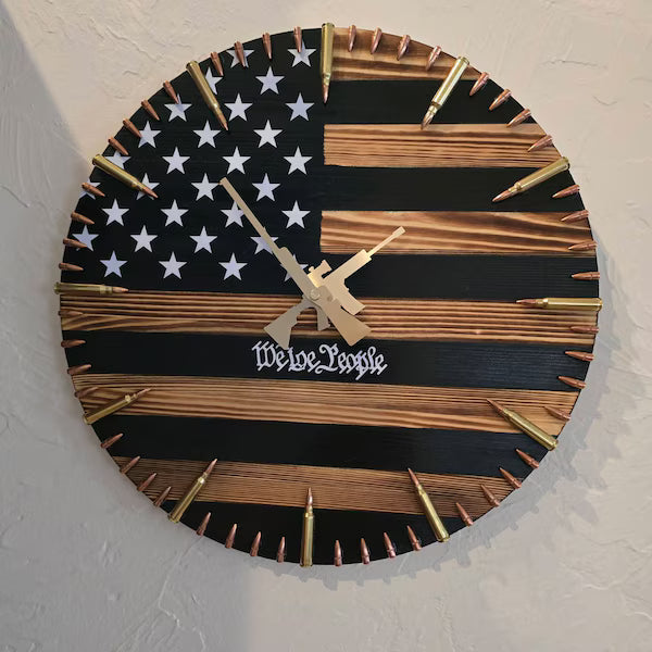 American Flag Clock,Rustic USA Clock,Patriotic Wall Clock,USA Flag Clock,America Wall Clock,American Hunting Gift,Patriotic Wall Decor