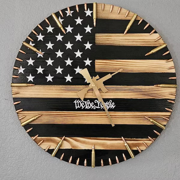 We the people clock,American Flag Clock,Rustic USA Clock,Patriotic Wall Clock,USA Flag Clock,America Wall Clock, American Hunting Gift