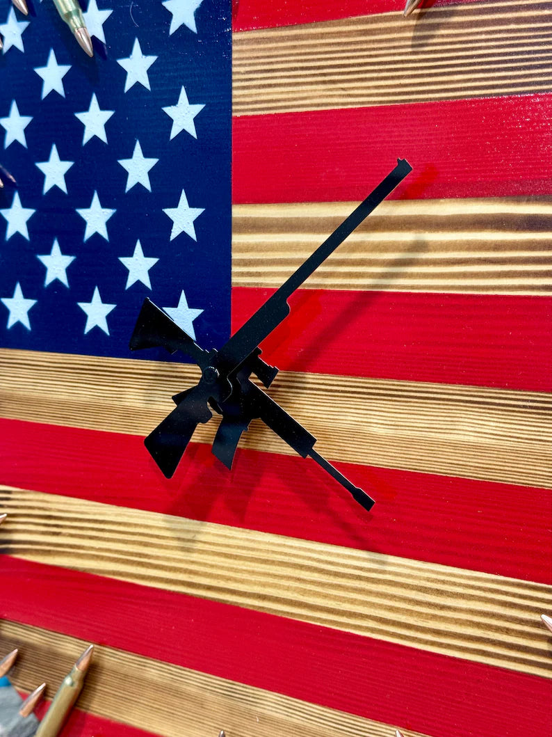 American Flag Clock,Rustic USA Clock,Patriotic Wall Clock,USA Flag Clock,America Wall Clock,American Hunting Gift,Patriotic Wall Decor