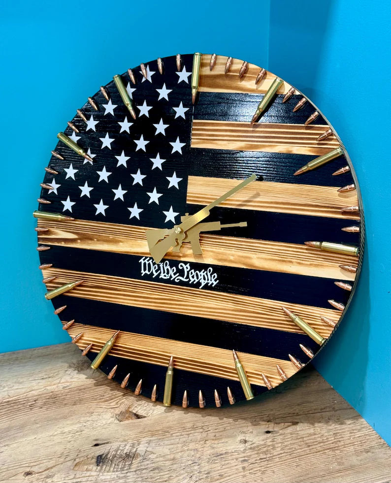 We the people clock,American Flag Clock,Rustic USA Clock,Patriotic Wall Clock,USA Flag Clock,America Wall Clock, American Hunting Gift