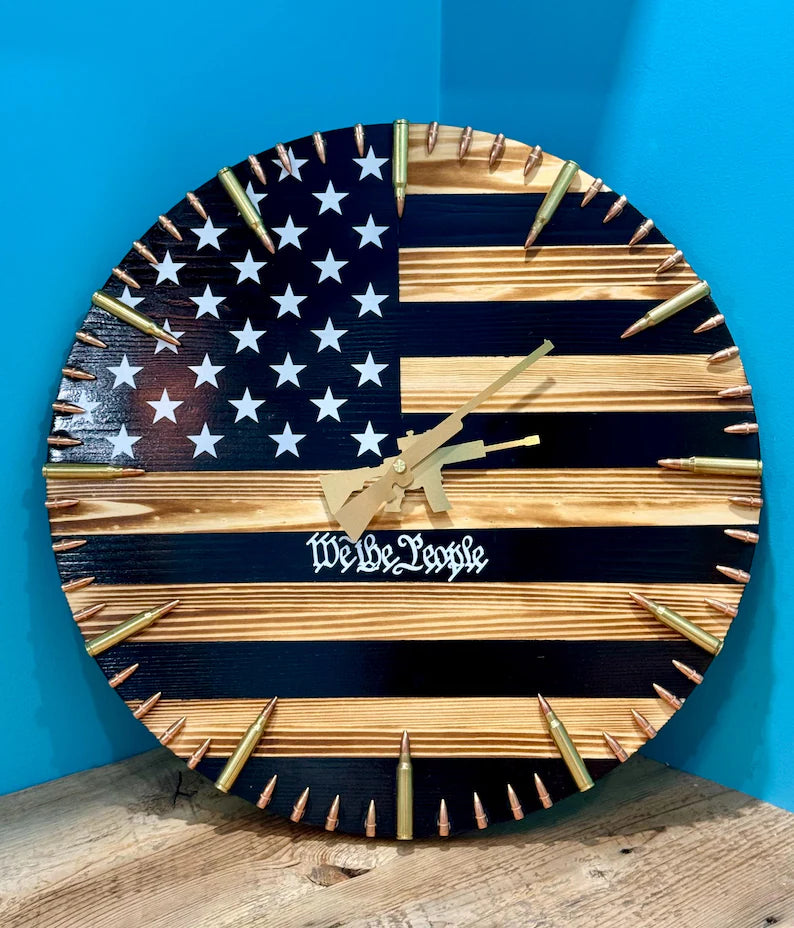 We the people clock,American Flag Clock,Rustic USA Clock,Patriotic Wall Clock,USA Flag Clock,America Wall Clock, American Hunting Gift