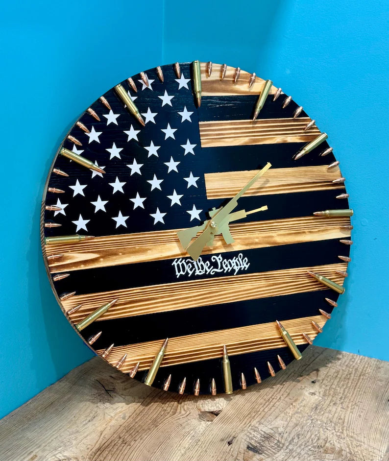 We the people clock,American Flag Clock,Rustic USA Clock,Patriotic Wall Clock,USA Flag Clock,America Wall Clock, American Hunting Gift