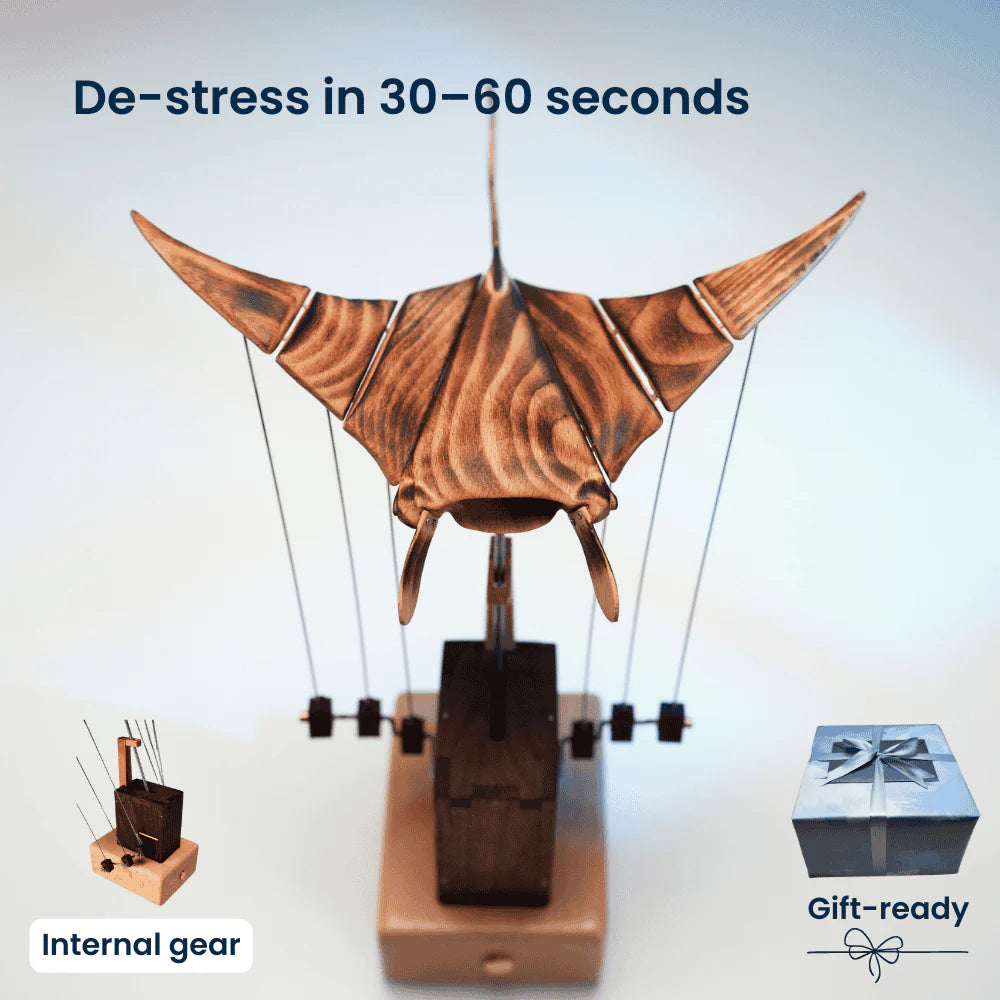 MarinerPoet™ Handmade Wooden Manta Ray Automaton