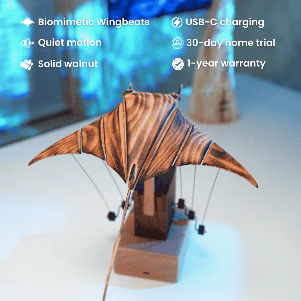 MarinerPoet™ Handmade Wooden Manta Ray Automaton