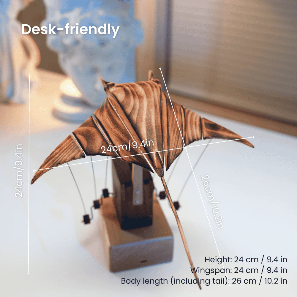 MarinerPoet™ Handmade Wooden Manta Ray Automaton