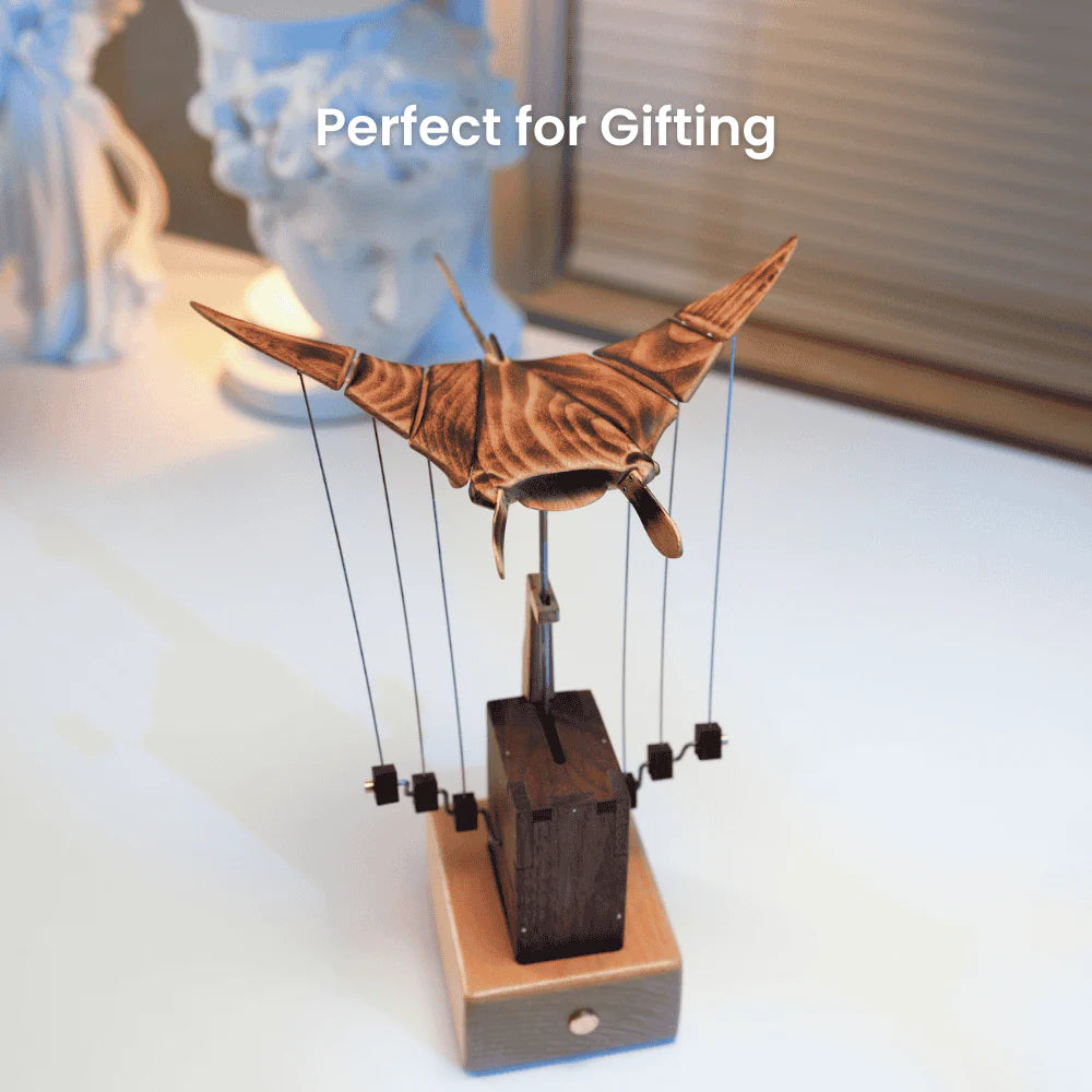 MarinerPoet™ Handmade Wooden Manta Ray Automaton