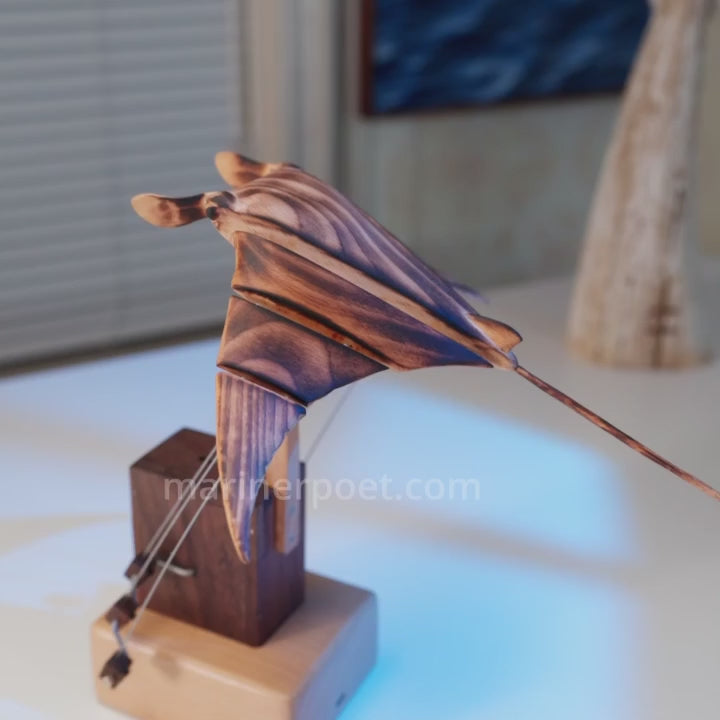 MarinerPoet™ Handmade Wooden Manta Ray Automaton