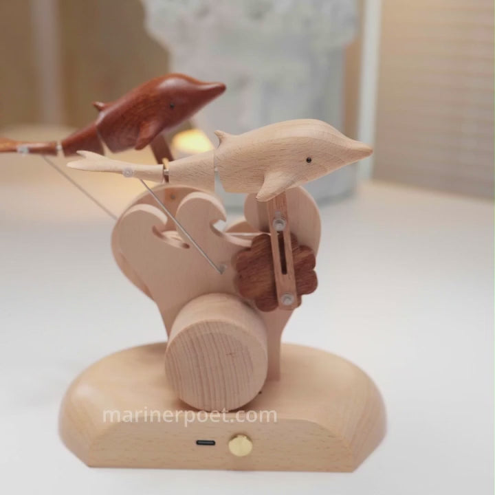 MarinerPoet™ Handmade Wooden Dolphin Automaton