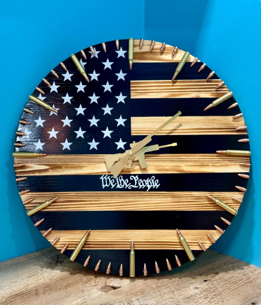 American Flag Clock,Rustic USA Clock,Patriotic Wall Clock,USA Flag Clock,America Wall Clock,American Hunting Gift,Patriotic Wall Decor